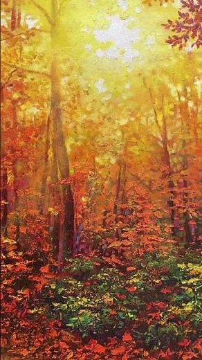 Autumn Forest Path | Golden Light & Relaxing Fall Scenery #oilpainting #painting