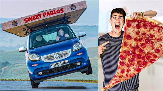I delivered a 69x69 inch pizza on a tiny smart car roof