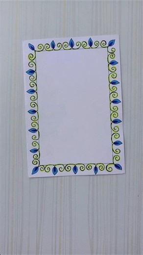 Green & Blue Leaf Spiral Border design/6 easy border design/Project design/Priyanka Gunwal #shorts