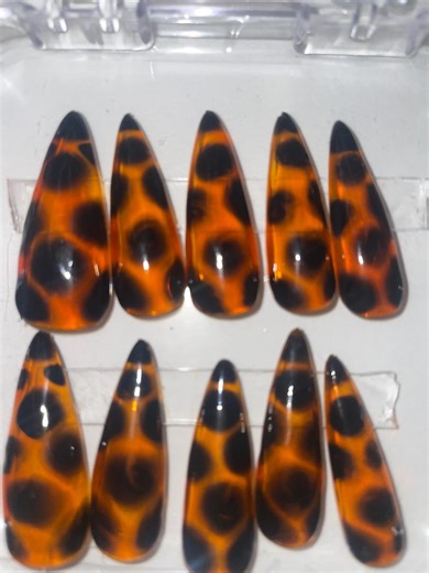 Tortoise Shell Long Stiletto Press on Nails - Etsy