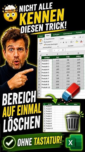 Excel Trick 🤯 Clear cell range – no keyboard required!