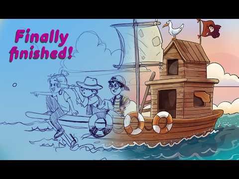 Digital drawing book illustration.Time-lapse video from beginning to end.