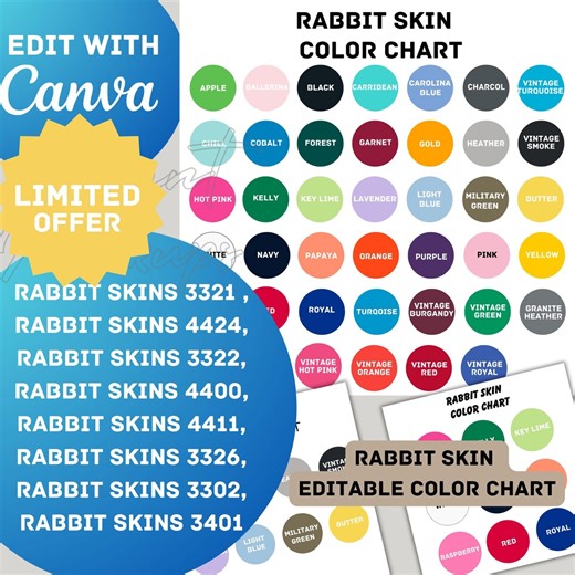 Canva Editable Rabbit Skins Color Chart (digital Download) - Etsy