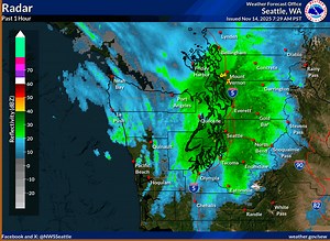 7:34 AM Radar Update: A steady rain continues across western WA this morning, with rates approaching 0.25"/hr. Quite a bit of ponding is being observed on roadways this morning (especially in urban areas). Take it slow, and do not drive through flooded roadways. #wawx | US National Weather Service Seattle Washington