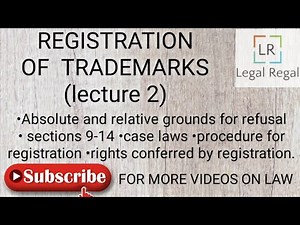 Trademark lecture 2- Grounds for registration| procedure of registration| rights conferred| IPR