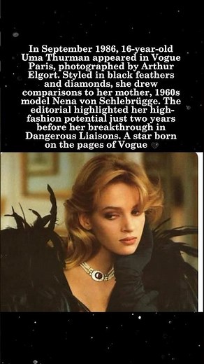 Uma Thurman's 1986 Vogue Paris Shoot at 16 — A Star in the Making 📸✨ #UmaThurman #VogueParis