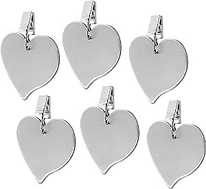 TEKEFT Set of 6 Stainless Steel Heart Shaped Table Cover Tablecloth Weights (6)
