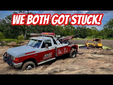 I Got Stuck Trying to Winch a Bulldozer Out of a Pond!!