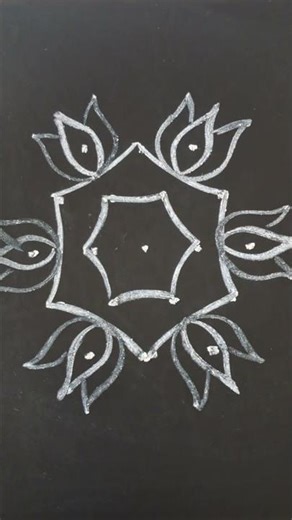 71🍀5dots lotus rangoli kolam #shortsfeed #rangoli #shorts