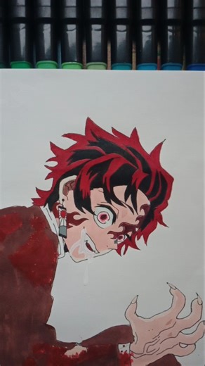Tanjiro demon form drawing #demonslayer #tanjiro #shorts