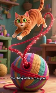 The Mystery of the Red String 🧶✨ #cartoon ##catsofyoutube #funnypets #storytime