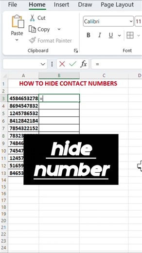 hide number in excel sheet #tech #excel #shorts #msoffice