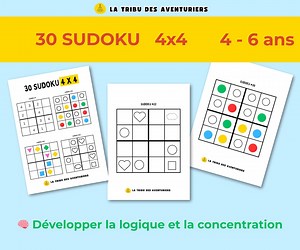 Easy Sudoku for Kids PDF 4x4 | 30 Puzzles   Solutions | Color, Shape, or Number Bubbles | Educational Game for 5-7 Years Old - Etsy