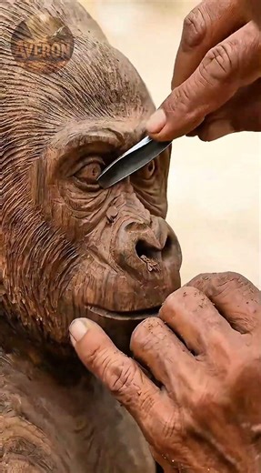 From Raw Wood to Monkey Family Statue | Satisfying Wood Carving #woodcarving #woodstatue