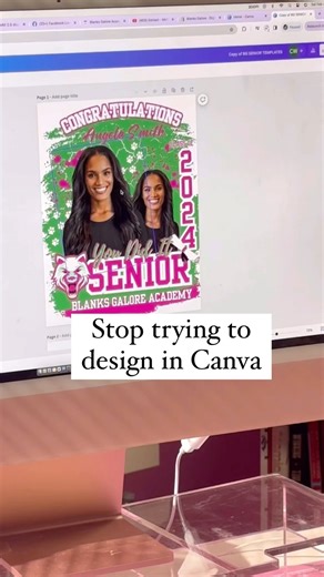 Stop trying to design in Canva and do this instead! First comment the word “digital below Then once I send you the link open up the file and change the photos, colors, logos and more! Yes no design skills are needed when you buy my Digital Graduation Kit for only $12.50 when you check out with sezzle, zip, or klarna! Plus you will get editable grad designs for •shirts •stoles •fans •pillows and so much more I can’t wait to see what you create! . . #craftingbusiness #craftbusiness #digitalproduct