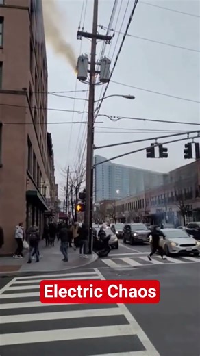 Power Line Explodes in Downtown — Real Phone POV