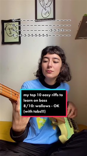 Top 10 Easy Bass Guitar Riffs to Learn | Wallows - OK (with Tabs!)