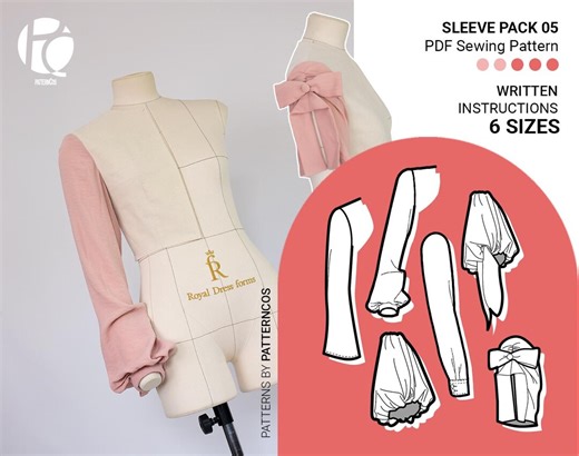 Daily Sleeve Sewing Pattern Pack | Bell Sleeve Pattern | Shirt Sleeve Pattern | Balloon and Lantern Sleeve | 6 SIZES | PDF Sewing Pattern - Etsy