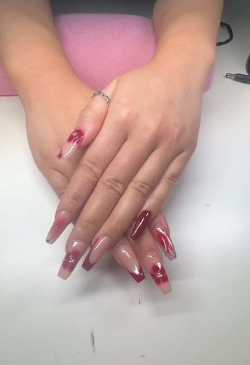 Deep Reds 🌺 #nails #beginnernailtech #vaughan #gtanailtech #acrylicnails