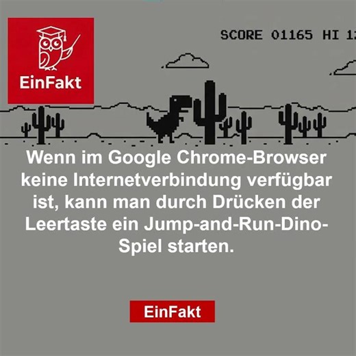 Das geheime Dino-Spiel in Google Chrome | So startest du das Easter Egg | EinFakt