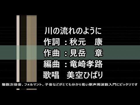 （周波数入門者にピッタリな動画です）川の流れるように 美空ひばり’s Voice スペクトルグラム＆スぺクトロアナライザー 整数次倍音 フォルマント 子音
