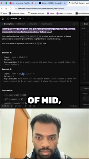 Peak Element Binary S #leetcode #coding #codinginterview #dsa #programming #learncoding #livecoding