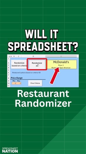 9.8K views · 77 reactions | Will it spreadsheets? Never have to pick a restaurant again! | Spreadsheet Nation | Facebook