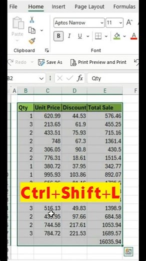 Ctrl+Shift+L (Filter On/Off)