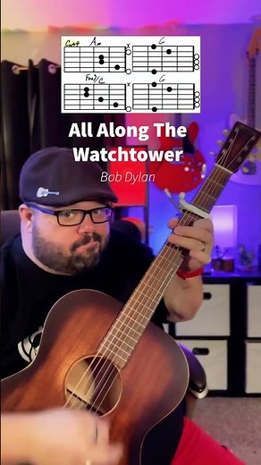 All Along The Watchtower by Bob Dylan Guitar Tutorial Lesson! #shorts #guitar #music #youtubeshorts