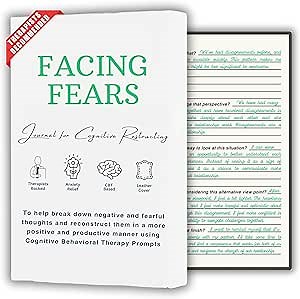FACING FEARS Guided Anxiety Journal with Cognitive Behavioral Therapy (CBT) & Socratic Techniques, Therapy Journal for Women & Men, Mental Health Gifts, Self Care & Anxiety Relief Items