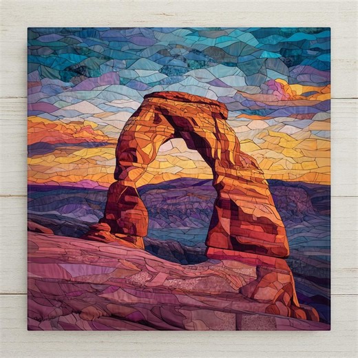 Delicate Arch Ceramic Tile Wall Art Stained Glass Style Utah National Park Southwest Desert Landscape Decor Gift - Etsy