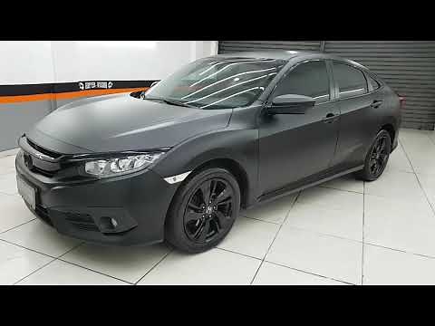 CIVIC G10 ENVELOPAMENTO TOTAL DE BLACK MATTE (PRETO FOSCO) AS RODAS BLACK PIANO.