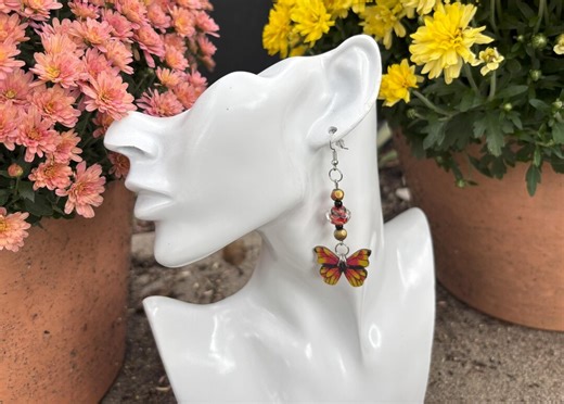 Butterfly Beaded Earrings - Etsy