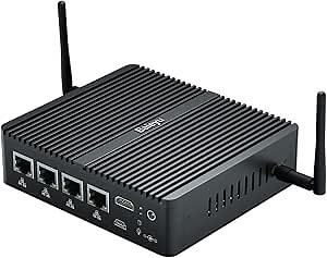 Baieyu Micro Firewall Appliance, Celeron J4125, Network Gateway Soft Router PC, 32GB RAM 256GB SSD 1TB HDD, Windows 10 Pro, 4 × 2.5GbE LAN Ports, Fanless Mini PC/BT 4.0/WiFi/4K UHD Graphics