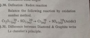 2.30. Defination : Redox reactionBalance the following reacti... | Filo