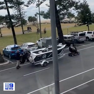 2.1M views · 39K reactions | That's one way to go a-boat it ️ A Gold Coast man has been spotted towing a boat with a mobility scooter through the main street of Coolangatta. The video shows a man, known as Mangrove Merv, using his scooter to haul a boat along the main road, while another man follows behind on roller skates. #9News | WATCH LIVE 6pm | 9 News | Facebook