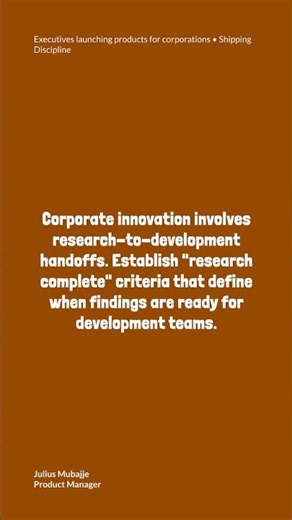 What criteria define "research complete" in your innovation process? #Execution #ResearchComple