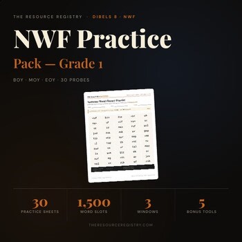 mCLASS DIBELS 8 NWF Practice Pack | 1st Grade | 30 Probes   Answer Keys