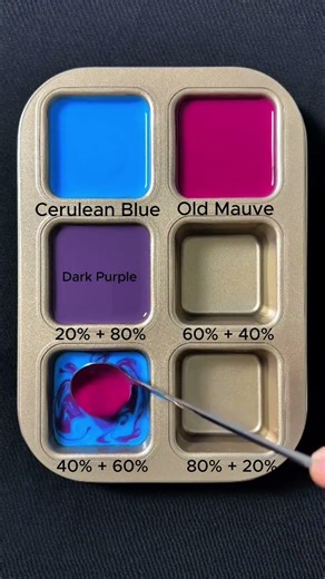 Create 4 colors from 2 colors.#asmr #mix #colormixing #colors #painting #satisfying #blue #red