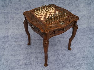 Engraved Lion Chess Table: Wooden Chess Set, Folding Board Game - Etsy