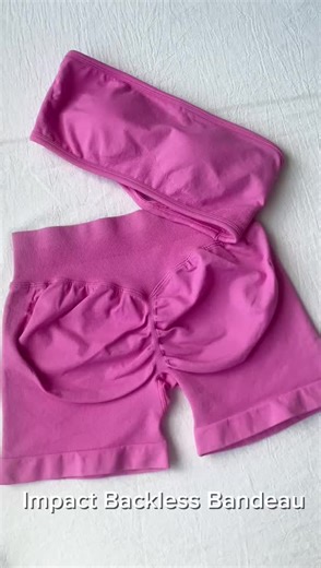 video, DEEFY Impact Backless Bandeau Women’s Padded  Sports Tube Top Bra Strapless Wireless Solid Seamless Yoga Workout Bralette