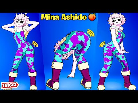 *NEW* Fortnite Mina Ashido Skin Showcase Thicc 🍑😍 Top Tiktok Emotes & Dances 😘 My Hero Academia😜