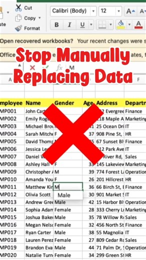 Excel Find & Replace Tutorial – Convert Male to M, Female to F