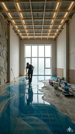 Stunning Ocean Blue Epoxy Floor for a Luxury Spa Room
