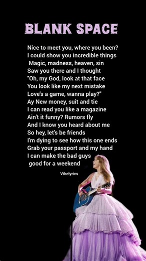 BLANK SPACE SONG LYRICS #shorts #vibelyrics #taylorswift #blankspace #trendingshorts #songlyrics #yt