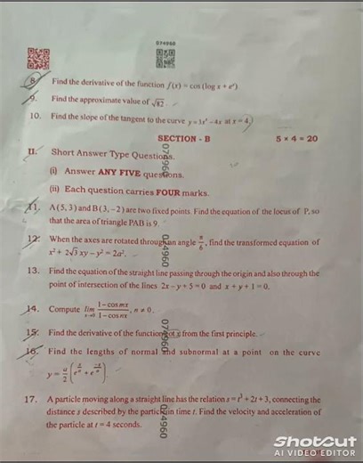 #TS maths 1b question paper 📜🗞️ 2026 /03/5