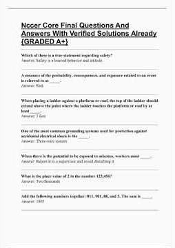 Nccer Core Final Questions And Answers With Verified Solutions Already GRADED A video