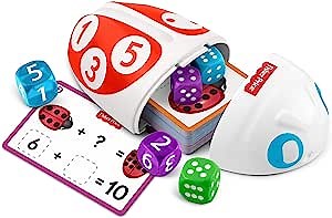 Fisher-Price Think & Learn Roll & Count Math Bug Preschool Game, Preschoolers can Count on Learning Fun with This Think & Learn dice Game in a Portable Bug Cup!, Multicolor, (Model: FXG23)
