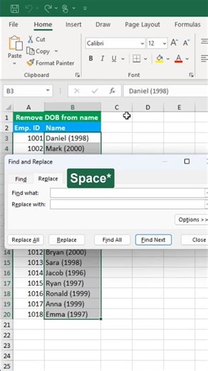 🤯Excel Data Clean 🤯 Use replace Function 🤖 #excel #data cleaning # replace # clean data