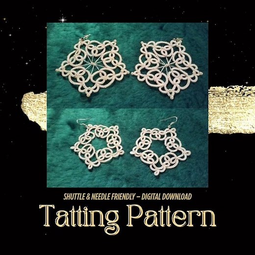 3-in-1 Celtic Tatting Lace Design for Needle, Beaded Earrings, Frivolite Pattern, My Magic Jewelry